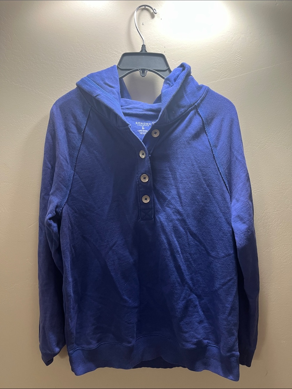 Sonoma Royal Blue Hooded Button-Front Women's Pullover